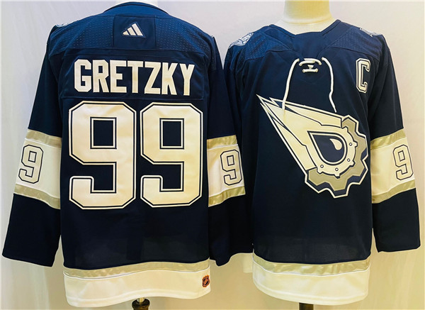 Men's Edmonton Oilers #99 Wayne Gretzky Navy/White Stitched Jersey